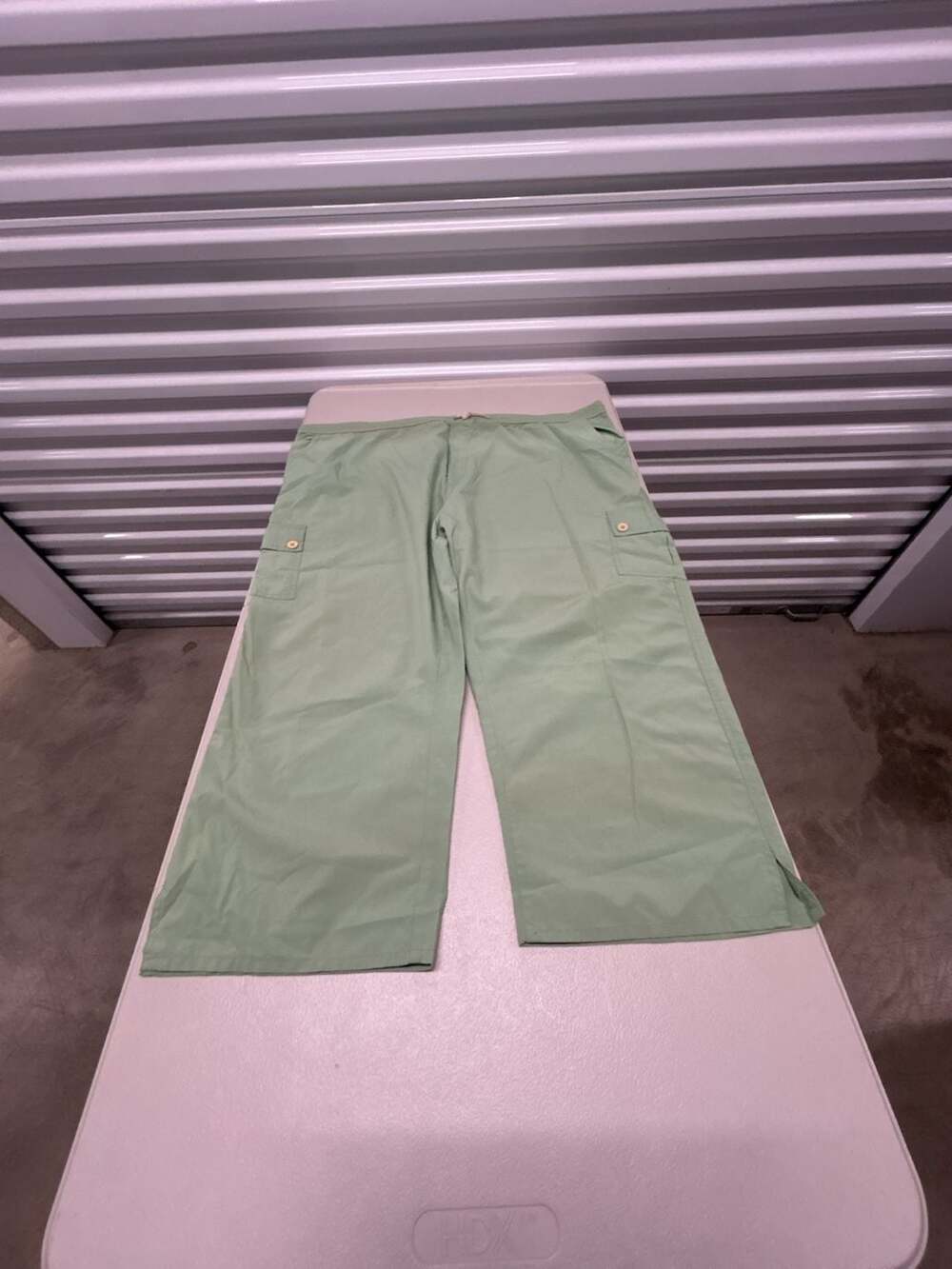 Uniti Casuals Green Cargo Pants Plus Size 3X Drawstring Cotton Polyester